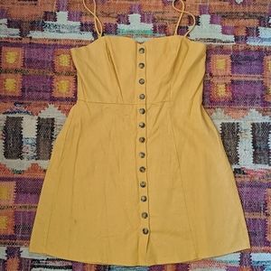 NWOT Yellow Linen Button Down Dress